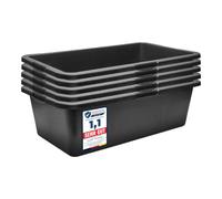 Garronda Lot de 5 Grand Bac à Mortier Rectangulaire 40L Plastique GD-0169 | Seau de Chantier, Auge de Maçon, Fond Rigide, Poignées, Graduée, Empilable, Bac Renforcé pour Sable Eau Construction Jardin