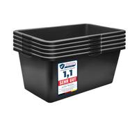 Garronda Lot de 5 Grand Bac à Mortier Rectangulaire 60L Plastique GD-0169 | Seau de Chantier, Auge de Maçon, Fond Rigide, Poignées, Graduée, Empilable, Bac Renforcé pour Sable Eau Construction Jardin