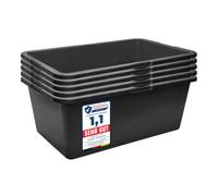 Garronda Lot de 5 Grand Bac à Mortier Rectangulaire 80L Plastique GD-0169 | Seau de Chantier, Auge de Maçon, Fond Rigide, Poignées, Graduée, Empilable, Bac Renforcé pour Sable Eau Construction Jardin