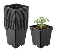Garronda Pot de Fleur Carré en Plastique 11 × H 12 cm (1L) Lot 20 Godets Semis Pots de Pépinière avec Drainage Résistants Intempéries pour Culture Plantes Jardin Serre Intérieur Extérieur GD-0199