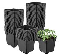 Garronda Pot de Fleur Carré en Plastique 14 × H 14 cm (2L) Lot 50 Godets Semis Pots de Pépinière avec Drainage Résistants Intempéries pour Culture Plantes Jardin Serre Intérieur Extérieur GD-0199