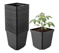 Garronda Pot de Fleur Carré en Plastique 15 × H 15 cm (2,5L) Lot 20 Godets Semis Pots de Pépinière avec Drainage Résistants Intempéries pour Culture Plantes Jardin Serre Intérieur Extérieur GD-0199