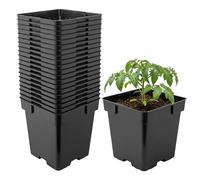Garronda Pot de Fleur Carré en Plastique 16 × H 16 cm (3L) Lot 20 Godets Semis Pots de Pépinière avec Drainage Résistants Intempéries pour Culture Plantes Jardin Serre Intérieur Extérieur GD-0199