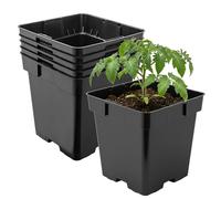 Garronda Pot de Fleur Carré en Plastique 16 × H 16 cm (3L) Lot 5 Godets Semis Pots de Pépinière avec Drainage Résistants Intempéries pour Culture Plantes Jardin Serre Intérieur Extérieur GD-0199