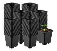 Garronda Pot de Fleur Carré en Plastique 9 × H 9,6 cm (0,5L) Lot 100 Godets Semis Pots de Pépinière avec Drainage Résistants Intempéries pour Culture Plantes Jardin Serre Intérieur Extérieur GD-0199