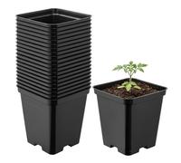 Garronda Pot de Fleur Carré en Plastique 9 × H 9,6 cm (0,5L) Lot 20 Godets Semis Pots de Pépinière avec Drainage Résistants Intempéries pour Culture Plantes Jardin Serre Intérieur Extérieur GD-0199