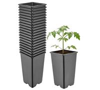 Garronda Pot de Fleur Carré Haut Plastique 11 × H 19 cm (1,7L) - x20 Godets Semis Pot Culture Profond Drainage Résistants Intempéries pour Plantes Pépinière Jardin Serre Intérieur Extérieur GD-0201