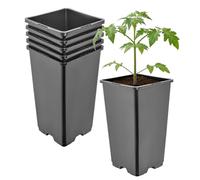 Garronda Pot de Fleur Carré Haut Plastique 11 × H 19 cm (1,7L) - x5 Godets Semis Pot Culture Profond Drainage Résistants Intempéries pour Plantes Pépinière Jardin Serre Intérieur Extérieur GD-0201