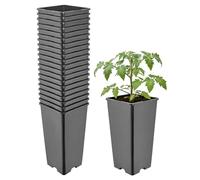 Garronda Pot de Fleur Carré Haut Plastique 11 × H 21,5 cm (2L) - x20 Godets Semis Pot Culture Profond Drainage Résistants Intempéries pour Plantes Pépinière Jardin Serre Intérieur Extérieur GD-0201