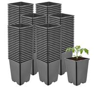 Garronda Pot de Fleur Carré Haut Plastique 11 × H15,5 cm (1,25L) - 100 Godets Semis Pot Culture Profond Drainage Résistants Intempéries pour Plantes Pépinière Jardin Serre Intérieur Extérieur GD-0201