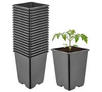 Garronda Pot de Fleur Carré Haut Plastique 11 × H15,5 cm (1,25L) - x20 Godets Semis Pot Culture Profond Drainage Résistants Intempéries pour Plantes Pépinière Jardin Serre Intérieur Extérieur GD-0201