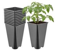 Garronda Pot de Fleur Carré Haut Plastique 13,5 × H 23 cm (3L) - x10 Godets Semis Pot Culture Profond Drainage Résistants Intempéries pour Plantes Pépinière Jardin Serre Intérieur Extérieur GD-0201