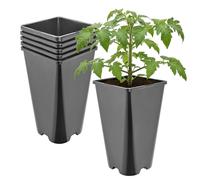 Garronda Pot de Fleur Carré Haut Plastique 13,5 × H 23 cm (3L) - x5 Godets Semis Pot Culture Profond Drainage Résistants Intempéries pour Plantes Pépinière Jardin Serre Intérieur Extérieur GD-0201