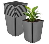 Garronda Pot de Fleur Carré Haut Plastique 16 × H 20 cm (3,5L) - x10 Godets Semis Pot Culture Profond Drainage Résistants Intempéries pour Plantes Pépinière Jardin Serre Intérieur Extérieur GD-0201