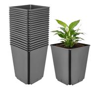 Garronda Pot de Fleur Carré Haut Plastique 16 × H 20 cm (3,5L) - x20 Godets Semis Pot Culture Profond Drainage Résistants Intempéries pour Plantes Pépinière Jardin Serre Intérieur Extérieur GD-0201