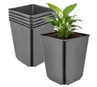 Garronda Pot de Fleur Carré Haut Plastique 16 × H 20 cm (3,5L) - x5 Godets Semis Pot Culture Profond Drainage Résistants Intempéries pour Plantes Pépinière Jardin Serre Intérieur Extérieur GD-0201