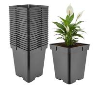 Garronda Pot de Fleur Carré Haut Plastique 18 × H 21,5 cm (5L) - x20 Godets Semis Pot Culture Profond Drainage Résistants Intempéries pour Plantes Pépinière Jardin Serre Intérieur Extérieur GD-0201