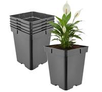 Garronda Pot de Fleur Carré Haut Plastique 18 × H 21,5 cm (5L) - x5 Godets Semis Pot Culture Profond Drainage Résistants Intempéries pour Plantes Pépinière Jardin Serre Intérieur Extérieur GD-0201