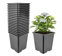 Garronda Pot de Fleur Carré Haut Plastique 20,5 × H 23,5 cm (7L) - x20 Godets Semis Pot Culture Profond Drainage Résistants Intempéries pour Plantes Pépinière Jardin Serre Intérieur Extérieur GD-0201