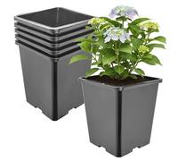 Garronda Pot de Fleur Carré Haut Plastique 20,5 × H 23,5 cm (7L) - x5 Godets Semis Pot Culture Profond Drainage Résistants Intempéries pour Plantes Pépinière Jardin Serre Intérieur Extérieur GD-0201