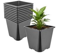 Garronda Pot de Fleur Carré Haut Plastique 20 × H 23 cm (5,6L) - x10 Godets Semis Pot Culture Profond Drainage Résistants Intempéries pour Plantes Pépinière Jardin Serre Intérieur Extérieur GD-0201
