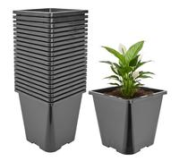 Garronda Pot de Fleur Carré Haut Plastique 20 × H 23 cm (5,6L) - x20 Godets Semis Pot Culture Profond Drainage Résistants Intempéries pour Plantes Pépinière Jardin Serre Intérieur Extérieur GD-0201