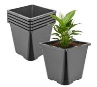 Garronda Pot de Fleur Carré Haut Plastique 20 × H 23 cm (5,6L) - x5 Godets Semis Pot Culture Profond Drainage Résistants Intempéries pour Plantes Pépinière Jardin Serre Intérieur Extérieur GD-0201