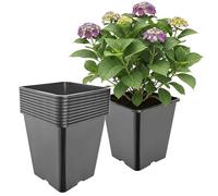 Garronda Pot de Fleur Carré Haut Plastique 25 × H 26 cm (11L) - x10 Godets Semis Pot Culture Profond Drainage Résistants Intempéries pour Plantes Pépinière Jardin Serre Intérieur Extérieur GD-0201