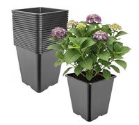 Garronda Pot de Fleur Carré Haut Plastique 25 × H 26 cm (11L) - x20 Godets Semis Pot Culture Profond Drainage Résistants Intempéries pour Plantes Pépinière Jardin Serre Intérieur Extérieur GD-0201