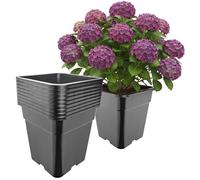 Garronda Pot de Fleur Carré Haut Plastique 33 × H 34 cm (25L) - x10 Godets Semis Pot Culture Profond Drainage Résistants Intempéries pour Plantes Pépinière Jardin Serre Intérieur Extérieur GD-0201