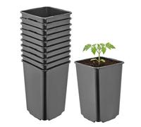 Garronda Pot de Fleur Carré Haut Plastique 9 × H 14 cm (0,8L) - x10 Godets Semis Pot Culture Profond Drainage Résistants Intempéries pour Plantes Pépinière Jardin Serre Intérieur Extérieur GD-0201