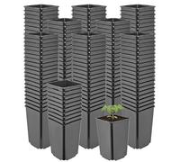 Garronda Pot de Fleur Carré Haut Plastique 9 × H 14 cm (0,8L) - x200 Godets Semis Pot Culture Profond Drainage Résistants Intempéries pour Plantes Pépinière Jardin Serre Intérieur Extérieur GD-0201
