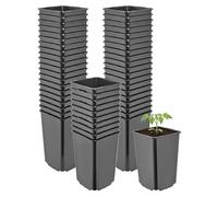 Garronda Pot de Fleur Carré Haut Plastique 9 × H 14 cm (0,8L) - x50 Godets Semis Pot Culture Profond Drainage Résistants Intempéries pour Plantes Pépinière Jardin Serre Intérieur Extérieur GD-0201