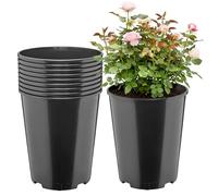 Garronda Pot de Fleur Rond Haut Plastique Ø22 x 25,5 cm (7L) Lot 10 Godets Semis Pot Culture Roses avec Drainage Résistant Intempéries pour Plantes Pépinière Jardin Serre Intérieur Extérieur GD-0204