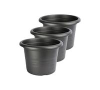 Garronda Pot de Fleurs Plastique Pot Rond pour Fleurs et Plantes GD-0022 (3 Pièces Graphite, ⌀ 23cm H 16,5cm)