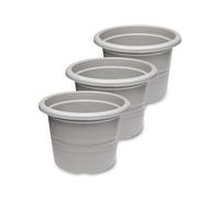 Garronda Pot de Fleurs Plastique Pot Rond pour Fleurs et Plantes GD-0022 (3 Pièces Gris, ⌀ 23cm H 16,5cm)