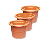 Garronda Pot de Fleurs Plastique Pot Rond pour Fleurs et Plantes GD-0022 (3 Pièces Terracotta, ⌀ 23cm H 16,5cm)