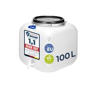 Garronda Récupérateur d'eau de Pluie Carré 100 litres sans BPA avec Robinet et Couvercle - Idéal pour Choucroute et Salaison GD-0089, Blanc