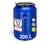 Garronda Récupérateur d'eau de Pluie Large 200 litres sans BPA avec Robinet et Couvercle Jerrican pour Jardin GD-0092, Bleu