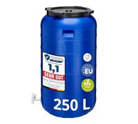 Garronda Récupérateur d'eau de Pluie Large 250 litres sans BPA avec Robinet et Couvercle Jerrican pour Jardin GD-0092, Bleu