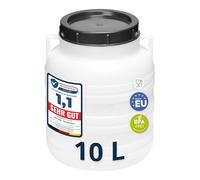 Garronda Réservoir d'eau de 10 litres Baril Alimentaire Bidon Eau GD-0078 | Fût à Large Ouverture, en HDPE, sans BPA, Tonneau de Jardin, Bac à Aliments pour Animaux, Conteneur d'Eau, Universel, Blanc