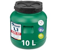 Garronda réservoir d'eau de 10 litres, Baril Alimentaire, fût à Large Ouverture en HDPE et sans BPA, tonneau de Jardin, bac à Aliments pour Animaux, conteneur d'eau, tonneau Universel GD-0078, Vert
