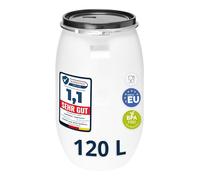 Garronda Réservoir d'eau de 120 litres Baril Alimentaire Bidon Eau GD-0078 | Fût à Large Ouverture, en HDPE, sans BPA, Tonneau de Jardin, Bac à Aliments pour Animaux, Conteneur d'Eau, Universel, Blanc