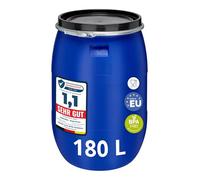 Garronda réservoir d'eau de 180 litres, Baril Alimentaire, fût à Large Ouverture en HDPE et sans BPA, tonneau de Jardin, bac à Aliments pour Animaux, conteneur d'eau, tonneau Universel GD-0078, Bleu