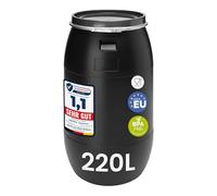 Garronda réservoir d'eau de 220 litres, Baril Alimentaire, fût à Large Ouverture en HDPE et sans BPA, tonneau de Jardin, bac à Aliments pour Animaux, conteneur d'eau, tonneau Universel GD-0078, Noir