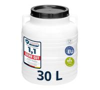 Garronda Réservoir d'eau de 30 litres Baril Alimentaire Bidon Eau GD-0078 | Fût à Large Ouverture, en HDPE, sans BPA, Tonneau de Jardin, Bac à Aliments pour Animaux, Conteneur d'Eau, Universel, Blanc