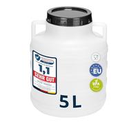 Garronda Réservoir d'eau de 5 litres Baril Alimentaire Bidon Eau GD-0078 | Fût à Large Ouverture, en HDPE, sans BPA, Tonneau de Jardin, Bac à Aliments pour Animaux, Conteneur d'Eau, Universel, Blanc
