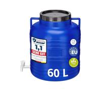 Garronda Réservoir Eau 60 litres sans BPA avec Robinet et Couvercle Idéal pour Choucroute et Salaison GD-0090, Bleu