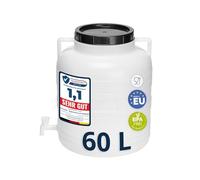 Garronda Réservoir Eau 60 litres sans BPA avec Robinet et Couvercle Idéal pour Choucroute et Salaison GD-0090, Blanc