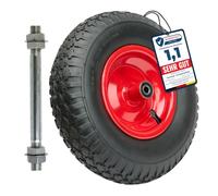Garronda Roue de Brouette 4.00-6 Ø 320×90 mm Gonflable Pneumatique GD-0163 | Roue de Rechange, Axe et Doubles Roulements, Jante Acier, Valve, 2PR, Moyeu 97mm, pour Chariot et Diable Jardin, Noir-Rouge